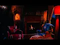 Download Lagu Grandfather Clock Ambiance Ticking w/ Periodic Chime, Cozy Fireplace \u0026 Rain | Clock Sounds for Sleep