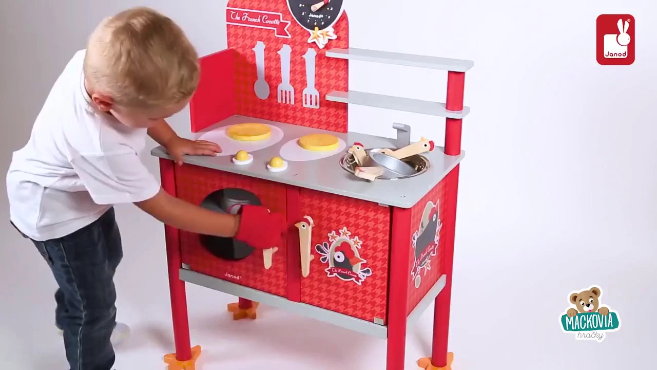 Drevené kuchynky - Drevená magnetická kuchynka Francúzsky Kohútik Maxi Cooker Janod - 4