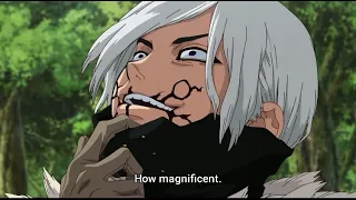 Hyoga takes off his mask Dr Stone Stone Wars