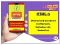 Tutorial 7 List Elements in HTML5 Ordered List Unordered List Definition List Nested List