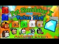 Autumn Event Pet Value in Pet Simulator X Roblox Pet Sim X Value List turkey huge balloon cat