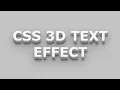 CSS 3D Text Effect HTML5 CSS3 Full Tutorial