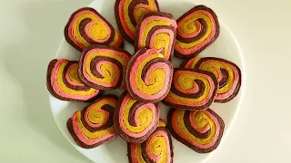 Three color eggless spiral butter cookie
