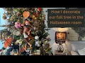 Decorating our Fall Tree in the warehouse Halloween Room