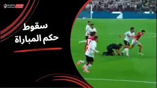A Clip Showing The Referee Of The Al Ahly Vs Zamalek Match Falling Due To Saif Jaafar S Foot E 