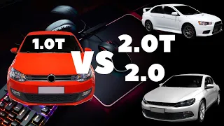 1.0 turbinado vs 2.0 aspirado e 2.0turbo na pista de arrancada game play de Beamngdrive.