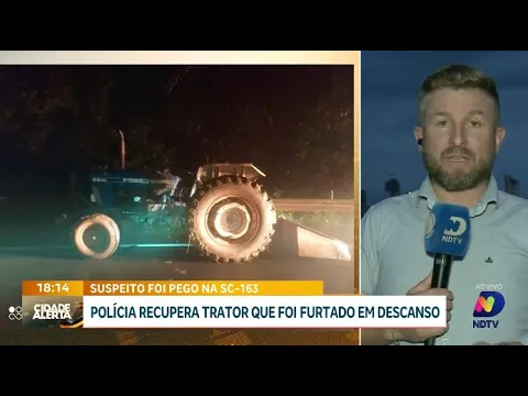 Trator roubado em Descanso é recuperado pela polícia: suspeito capturado na SC-163