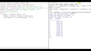 salary schedule and annual increase python