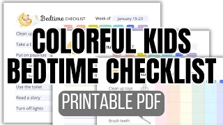 Colorful Kids Bedtime Checklist Printable PDF