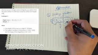 Subarray Sum Equals K - Leetcode interview problem from Facebook Google Amazon and more