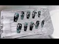 Sweet and cool hot girl temperament blue and black gradient handmade nail art