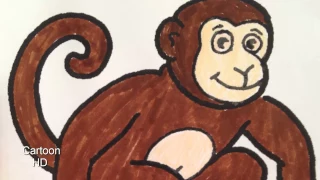 Monkey Coloring Pages For Kids - Cartoon