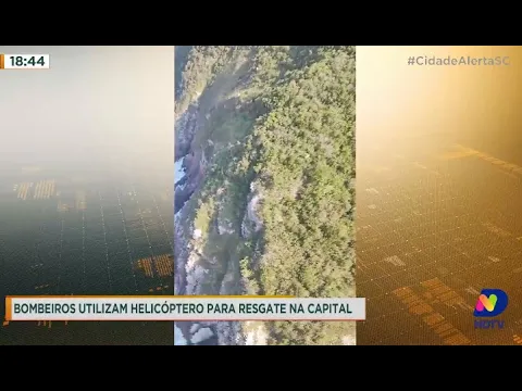 Bombeiros utilizam helicóptero para resgate em Florianópolis