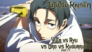 yuta vs ryu vs uro vs kurourushi part 1 jujutsu kaisen season 3 episode 12 eng sub 4k