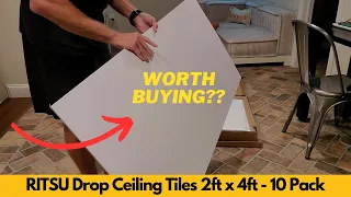 RITSU Drop Ceiling Tile 2ft x 4ft Easy Drop in Waterproof Washable and Fire Rated Worth Buying