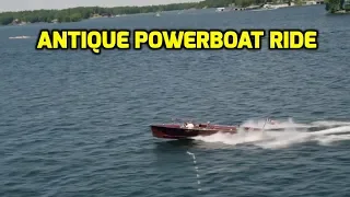 The Antique Boat Museum in Clayton NY.   Going Fast In A 1930s Powerboat.