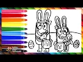 Draw and Color Bluey and Bingo During Easter Drawings for Kids