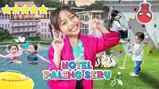 leika and family enjoying staycation in a luxury hotel funny kids reaction