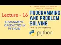 Lecture - 16 SPPU s Programming and Problem Solving Assignment Operators in Python