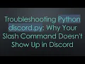 Troubleshooting Python discord py Why Your Slash Command Doesn t Show Up in Discord