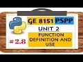 GE 8151 PSPP NOTES - 2 8 FUNCTION DEFINITION AND USE