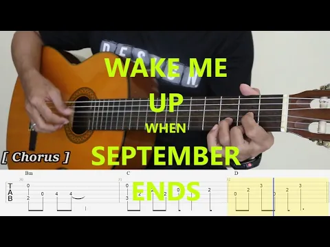 Download MP3 WAKE ME UP WHEN SEPTEMBER ENDS - Fingerstyle Guitar Tutorial TAB