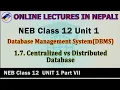 7 Centralized Database vs Distributed Database NEB Class 12 UNIT 1