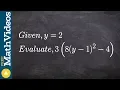 Evaluate an expression with one variable ex7 3 8 y - 1 2