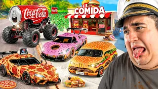 🍔Robando 100 Coches MILLONARIOS de COMIDA en GTA 5!! 🍔🚗