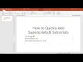 Adding Subscript and Superscript to Toolbar in PPT 2016