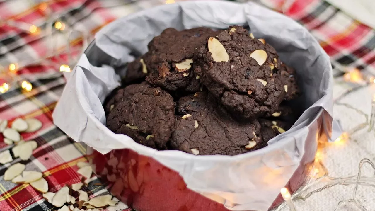 Double Chocolate Cranberry Almond Cookies - Christmas - Recipe By ZaTaYaYummy