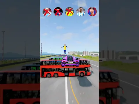 🚘CR7 vs Messi vs Neymar vs bus #beamngdrive #ronaldo #simulator #shorts #football