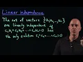 Linear independence of vectors Lecture 17 Matrix Algebra for Engineers