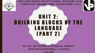 Unit 2 Building Blocks of the Language Part 2