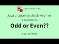 Java program to check whether number is Even or Odd ICSE Java