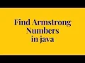 how to find an armstrong number in java