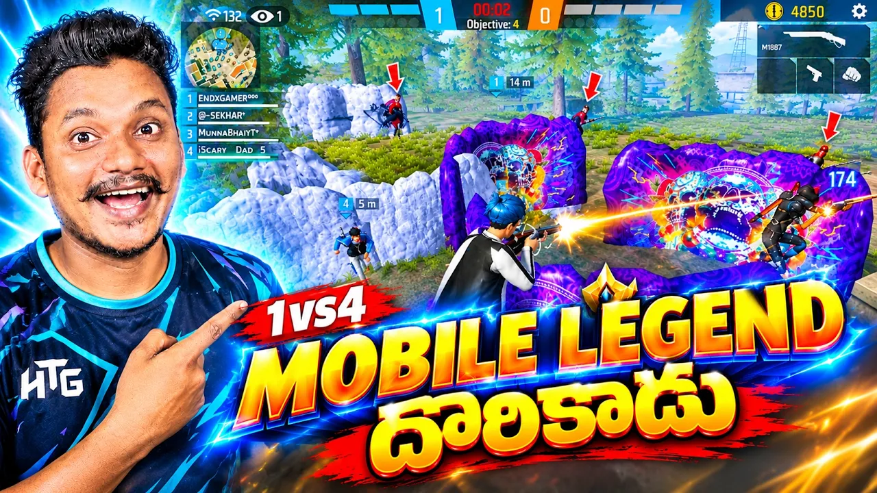 1vs4 Gameplay🔥Lo Burrapadu Chesadu -  HTG GUILD TRAILS - Lks Youtuber