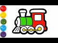 Colorful Train Coloring Learn Colors for Kids Easy Drawing