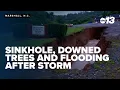 Storm damage in Madison County N C including sinkhole
