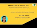 Simple Code Generation Algorithm in Compiler Automata Theory Compiler Design SNS Institutions