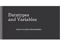 Basics of C programing 7 Variables and Datatypes