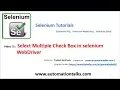 Selenium 25 - Select Multiple Check Box in selenium WebDriver