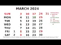 Calendar March 2024