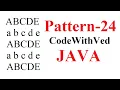 Pattern - 24 star and character pattern print in java CODE WITH VED Star and ABCDE print