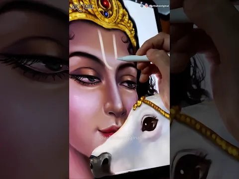Lord Krishna with his beloved cow 💙 #LordKrishna #Krishna #Janmashtami #DigitalArt #RadheKrishna