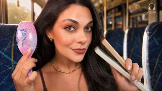 ASMR: Escovando E Passando Chapinha No Seu Cabelo No Ônibus 🚌 💆🏻‍♀️
