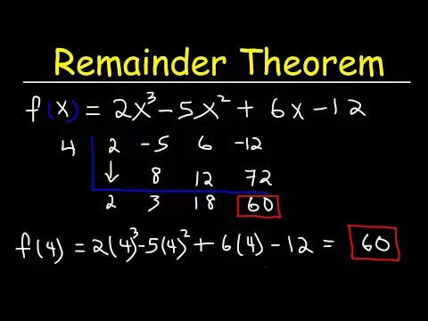 Remainder Theorem and Synthetic Division of Polynomials - Mathematics video for Grade 9