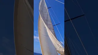 My old patched up sail still cruises #sailing #windedvoyage #africa #caboverde