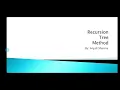 Recursion Tree Method Example 2 Solving Recurrences DAA