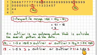 Identifying outliers from a stem and leaf plot